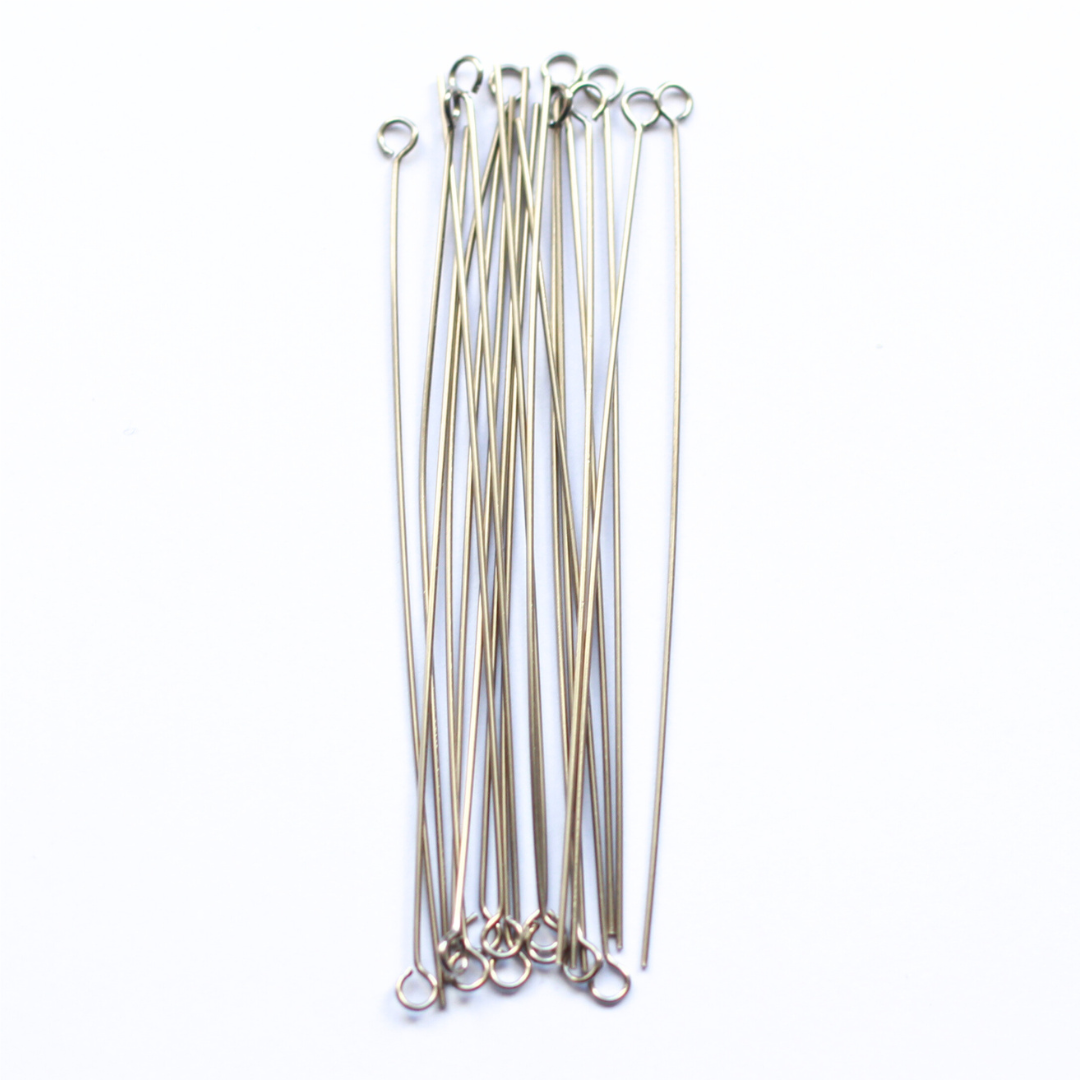 70mm Steel Stainless Steel Eye Pins - earring findings for jewellery making