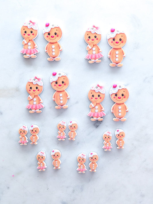 Gingerbread Couple on White Acrylic - Various Sizes - 1pair (2pcs)