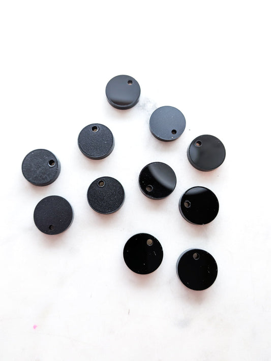 12.5mm or 15mm Black Circle Toppers/Studs- Various Pack Sizes