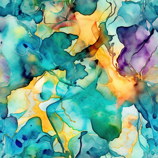 1.5cm Circle - Studs- Clear Acrylic - Alcohol Ink- 07