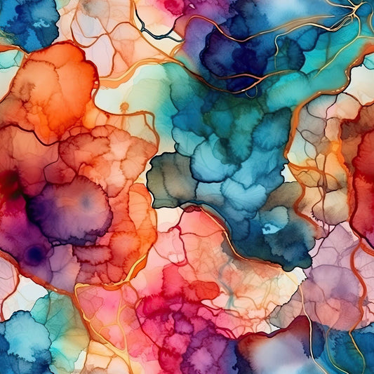 1.5cm Circle - Studs- Clear Acrylic - Alcohol Ink- 13
