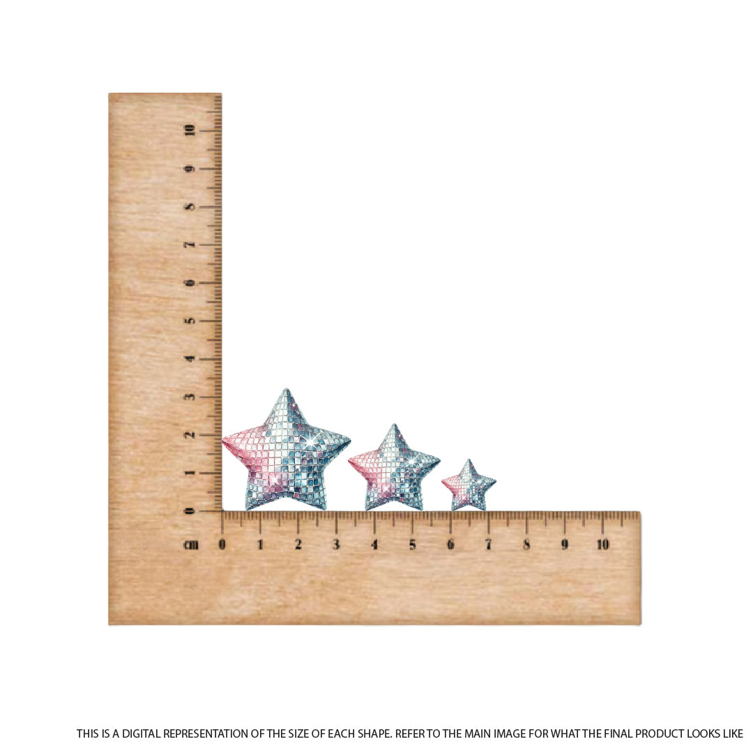Silver Star on Silver Mirror Acrylic - 2pcs (1 pair)