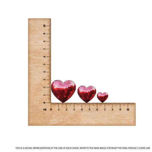 Disco Red Love Heart on Red Mirror Acrylic - 2pcs (1 pair)