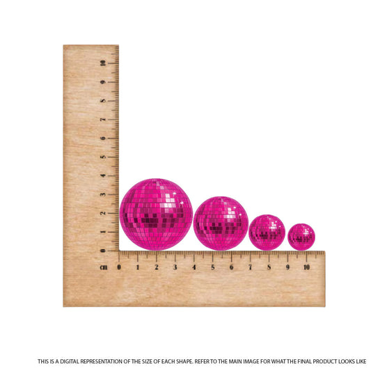 Pink Disco Ball on Bright Pink Mirror Acrylic - 2pcs (1 pair)