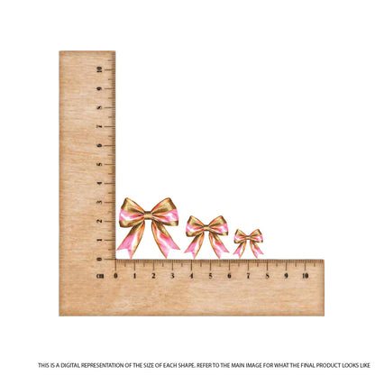 Pink & Gold Bow on Pastel Pink Acrylic - 2pcs (1 pair)