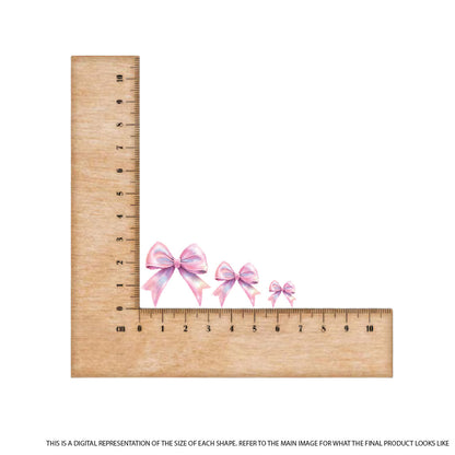 Light shiny Pink Bow on Light Pink Acrylic - 2pcs (1 pair)