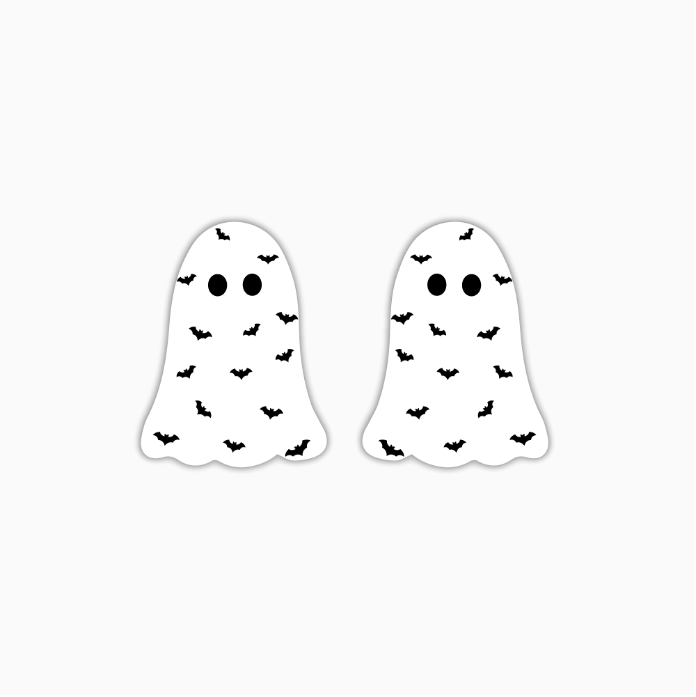 Ghost With Bat Engraving, Halloween Acrylic Shape - earring findings for jewellery making