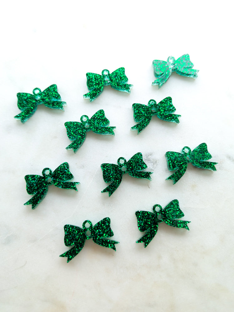 25mm Green Glitter Bows