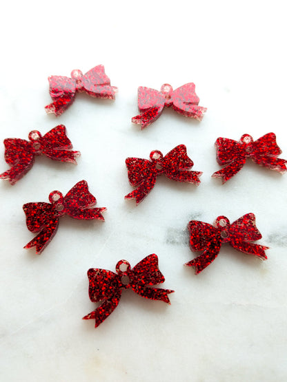 25mm Red Glitter Bows