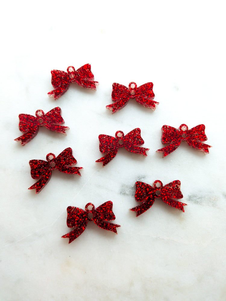 25mm Red Glitter Bows
