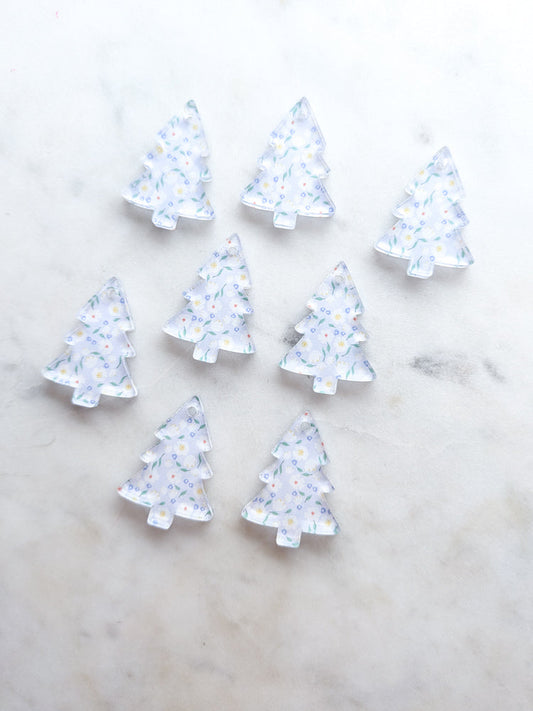 Clear Acrylic - 3cm Christmas Tree - 1 Hole - Happy Days - 06 - 1 pair (2pcs)