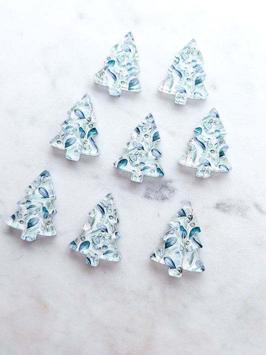 Clear Acrylic - 3cm Christmas Tree - 1 Hole - Australian Native 35 - 1 pair (2pcs)