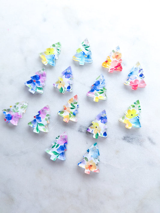 Clear Acrylic - 2cm Christmas Tree - 1 hole - Spring - 16 - 1 pair(2pcs)