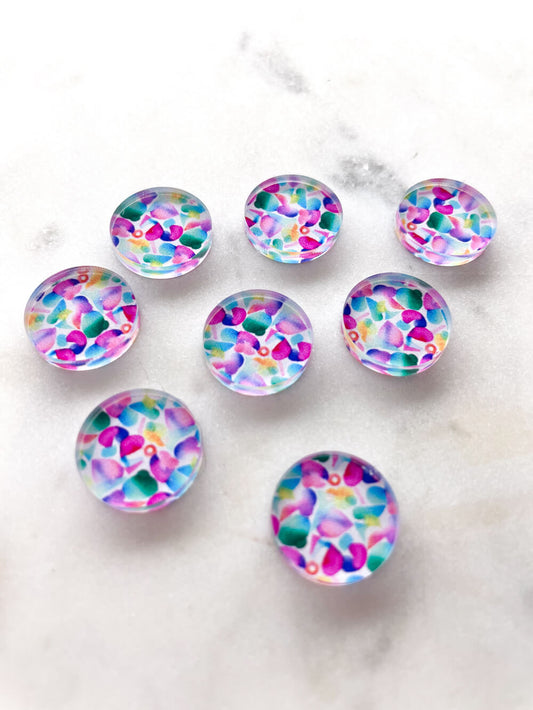 UV printed clear acrylic earring studs - 1.5cm circle, Watercolour - jewellery making