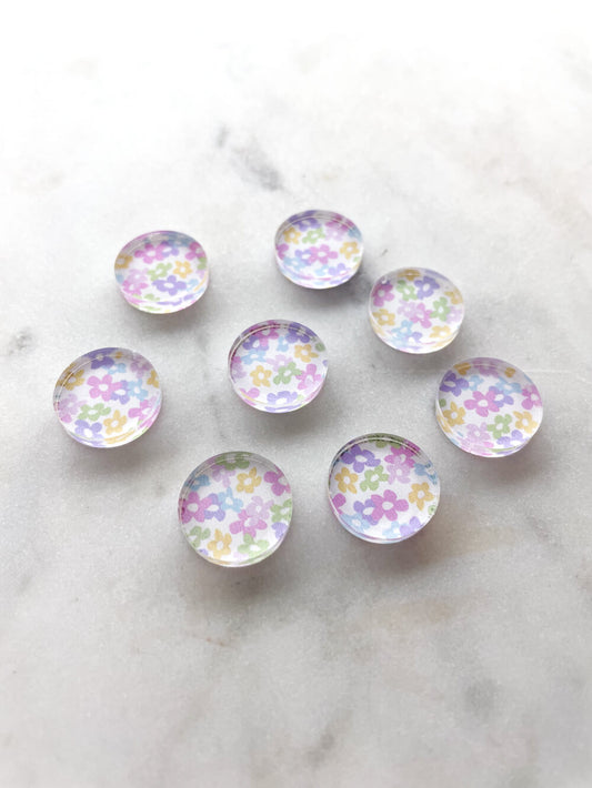 UV printed clear acrylic earring studs - 1.5cm circle, Pastels - jewellery making
