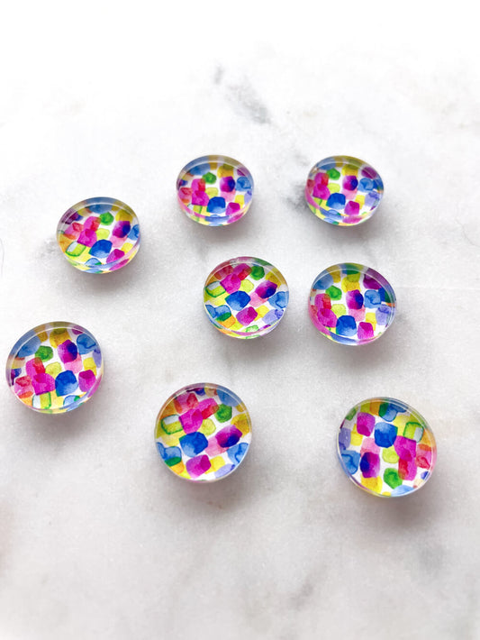 UV printed clear acrylic earring studs - 1.5cm circle, Watercolour - jewellery making