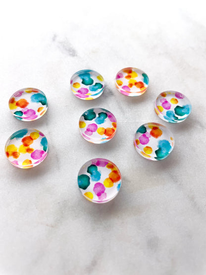 UV printed clear acrylic earring studs - 1.5cm circle, Watercolour - jewellery making