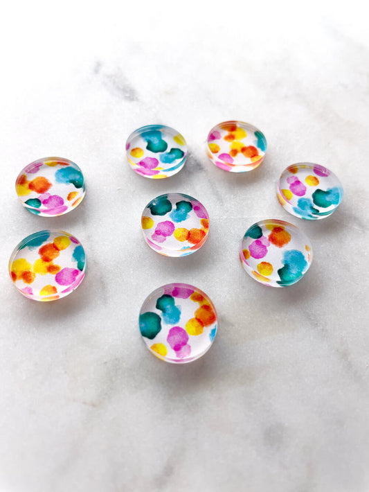 UV printed clear acrylic earring studs - 1.5cm circle, Watercolour - jewellery making