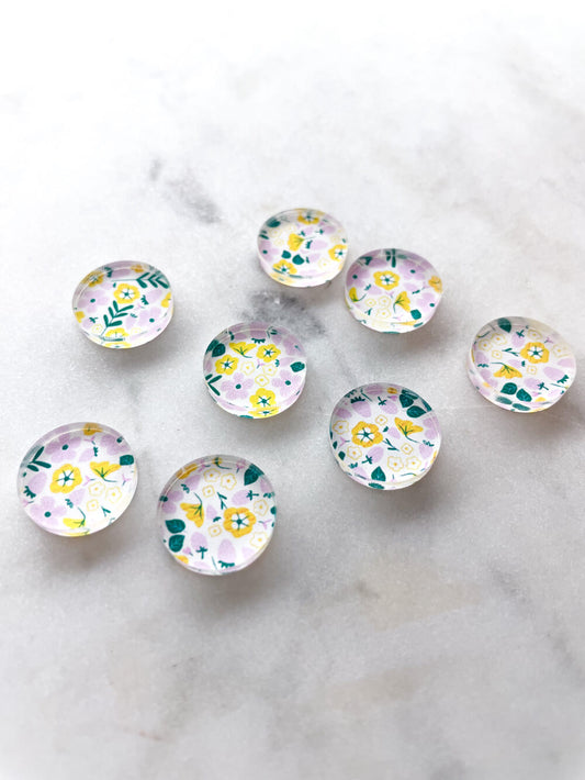 UV printed clear acrylic earring studs - 1.5cm circle, Beach Picnic - jewellery making