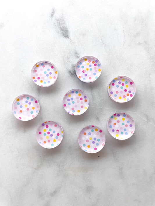 UV printed clear acrylic earring studs - 1.5cm circle, Pastels - jewellery making