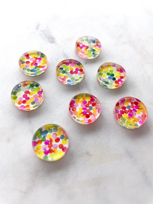 UV printed clear acrylic earring studs - 1.5cm circle, Watercolour - jewellery making