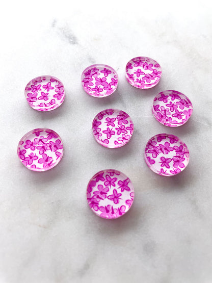 UV printed clear acrylic earring studs - 1.5cm circle, Spritz - jewellery making
