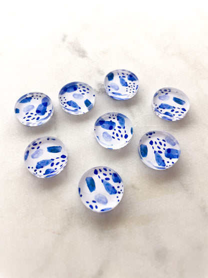 UV printed clear acrylic earring studs - 1.5cm circle, Watercolour - jewellery making