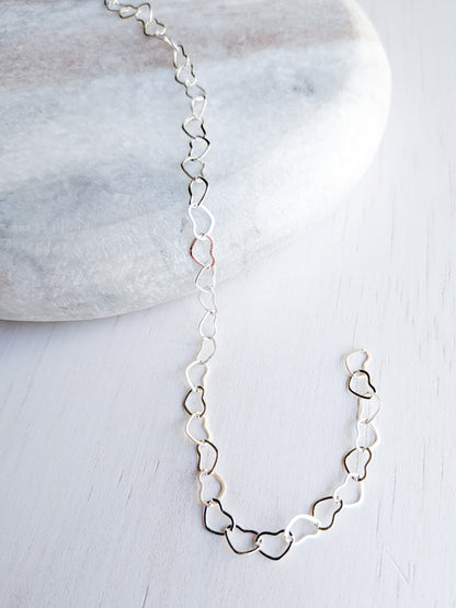 Heart Chain - Silver - Stainless Steel (304)- Sold by 1 metre lengths