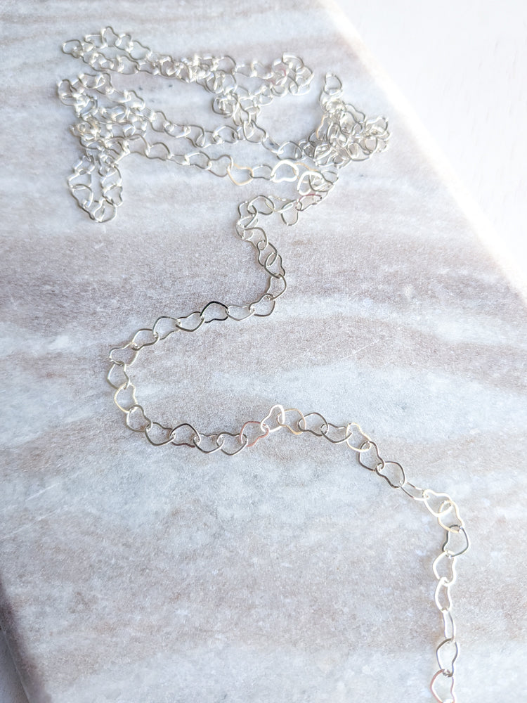 Heart Chain - Silver - Stainless Steel (304)- Sold by 1 metre lengths