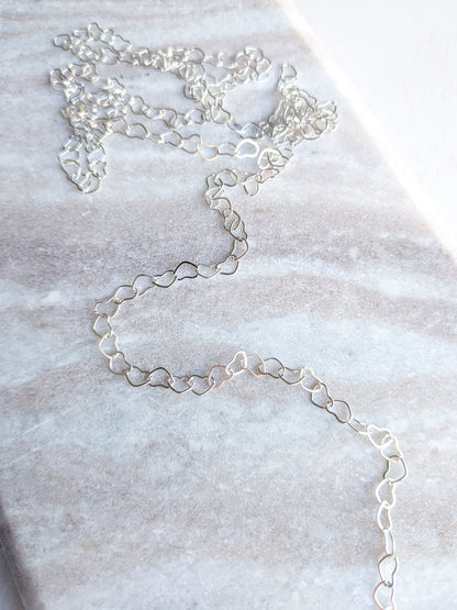 Heart Chain - Silver - Stainless Steel (304)- Sold by 1 metre lengths