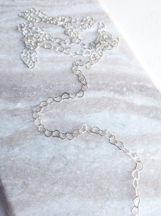 Heart Chain - Silver - Stainless Steel (304)- Sold by 1 metre lengths