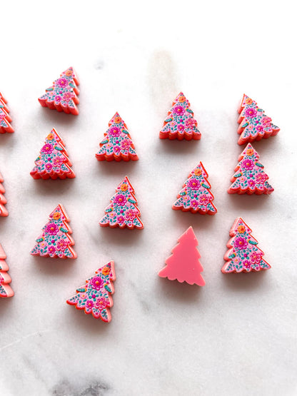 Stud - Gingerbread Christmas Tree on Salmon Acrylic - 1 pair(2pcs)