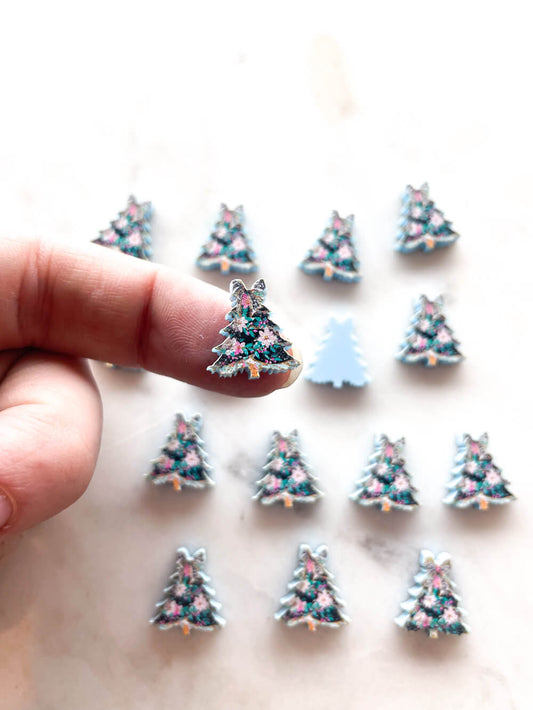 Brushstroke Christmas Tree 8 on Pastel Blue Acrylic - Various Sizes - 1 pair(2pcs)