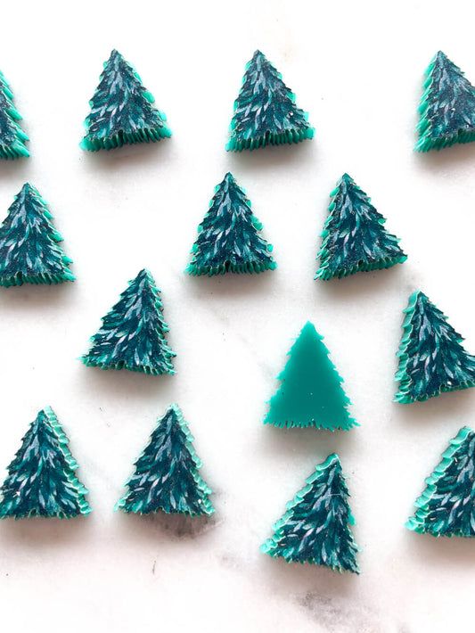 Studs - Brushstroke Christmas Tree 6 on Deep Green - 1 pair(2pcs)