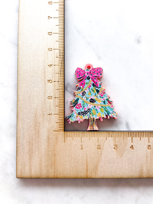 Large - Brushtroke Christmas Tree on Salmon Acrylic - 1 pair(2pcs)