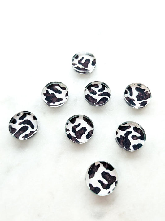 UV printed clear acrylic earring studs - 1.5cm circle, Safari - jewellery making