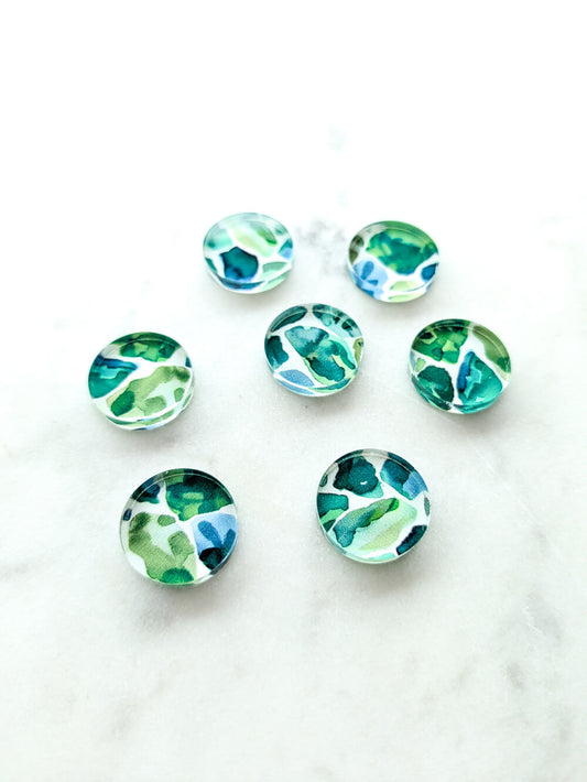 UV printed clear acrylic earring studs - 1.5cm circle, Terrazzo - jewellery making