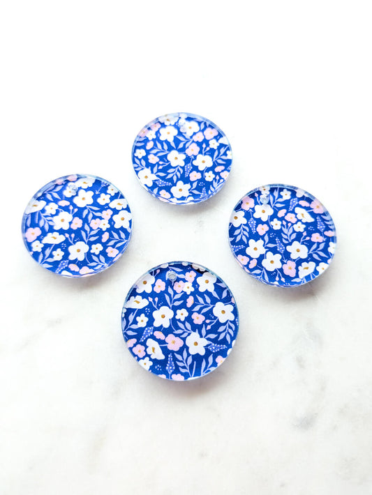 UV printed clear acrylic earring blanks - 3cm circle, Winter Picnic - jewellery making