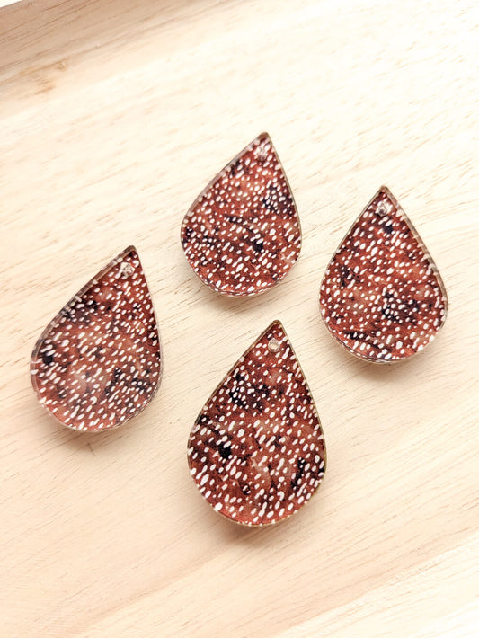 UV printed clear acrylic earring blanks - 4cm teardrop, Safari - jewellery making
