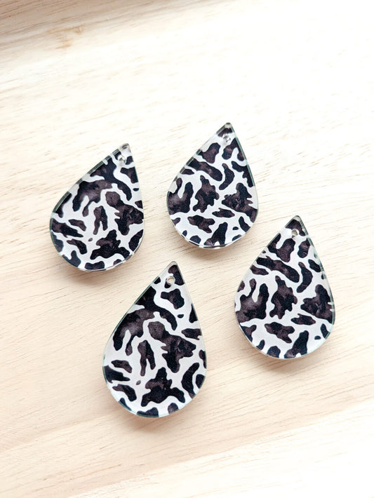 UV printed clear acrylic earring blanks - 4cm teardrop, Safari - jewellery making