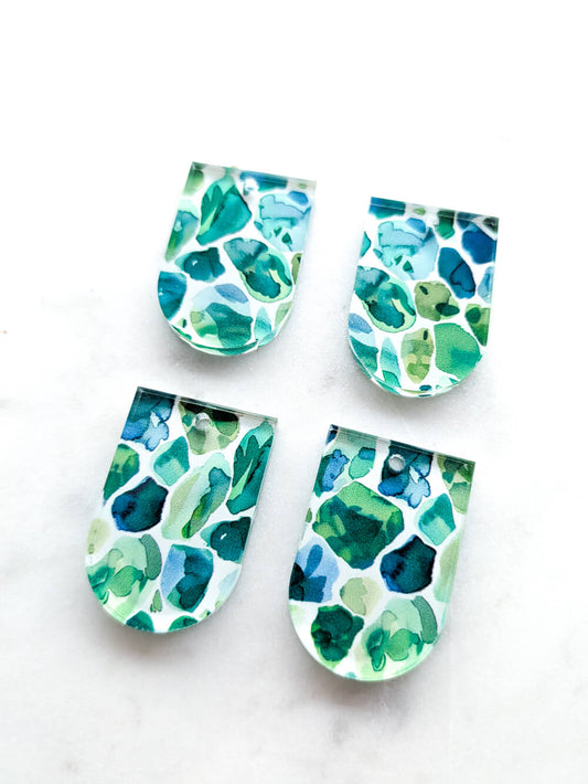 UV printed clear acrylic earring blanks - 3cm arch, Terrazzo - jewellery making