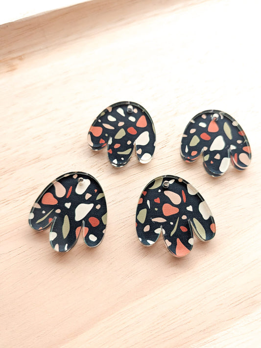 UV printed clear acrylic earring blanks - 3cm boho flower, Australiana - jewellery making