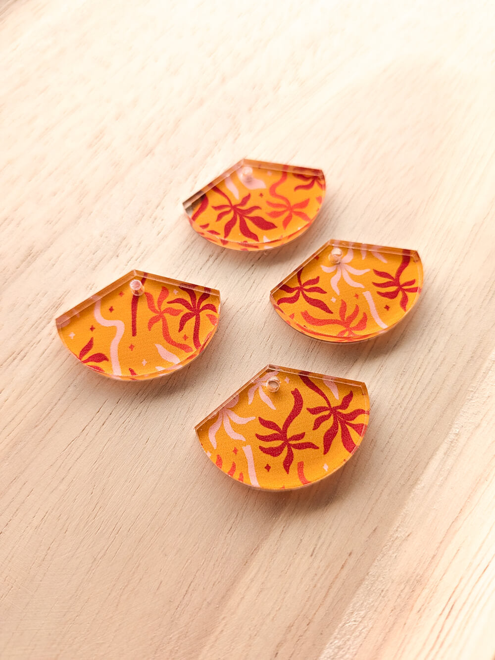 UV printed clear acrylic earring blanks - 3cm fan, Australiana - jewellery making