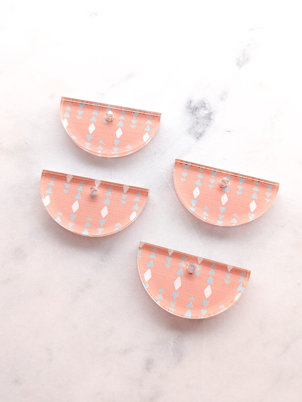 UV printed clear acrylic earring blanks - 3cm semi circle, Australiana - jewellery making