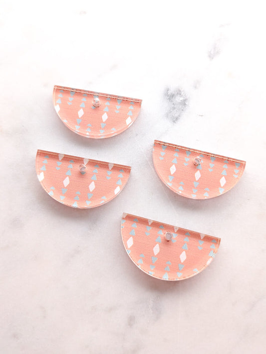 UV printed clear acrylic earring blanks - 3cm semi circle, Australiana - jewellery making
