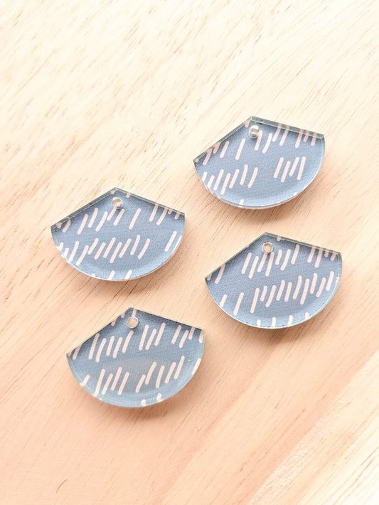 UV printed clear acrylic earring blanks - 3cm fan, Australiana - jewellery making