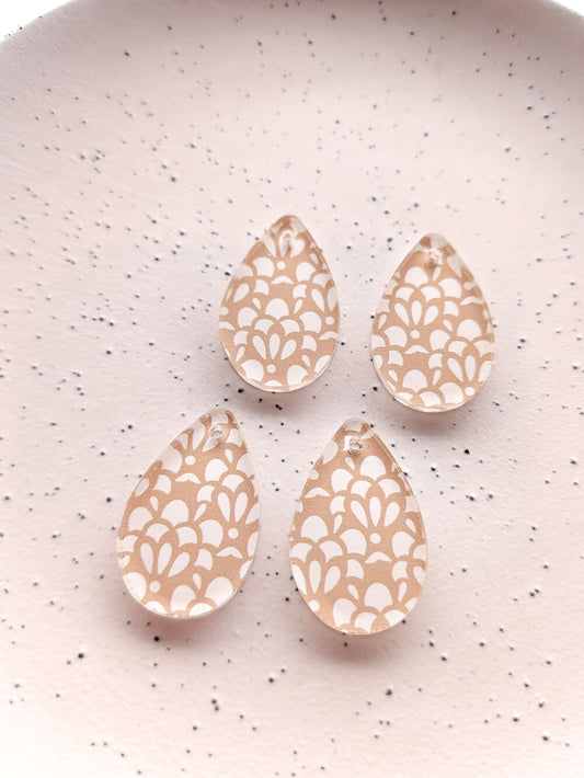UV printed clear acrylic earring blanks - 3cm teardrop 2, Australiana - jewellery making
