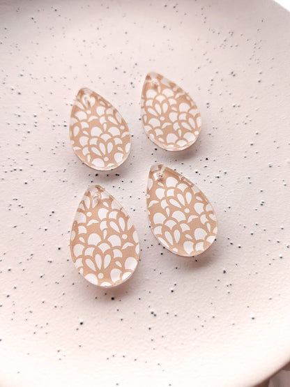 Clear Acrylic - 3cm Teardrop 2 - 1 Hole - Australiana - 01