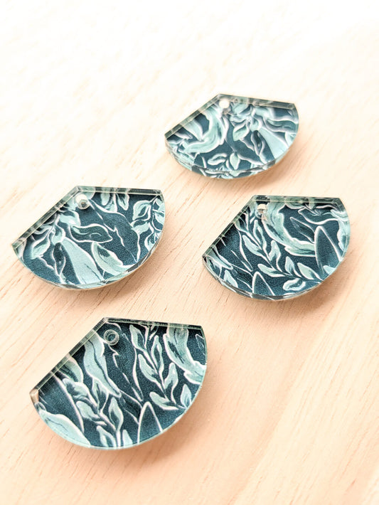 UV printed clear acrylic earring blanks - 3cm fan, Australiana - jewellery making