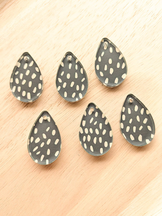 UV printed clear acrylic earring blanks - 3cm teardrop 2, Australiana - jewellery making